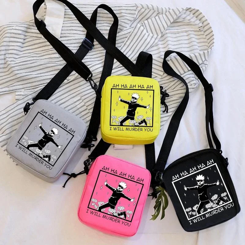 New Fashion Jujutsu Kaisen Pattern Zipper Shoulder Bag Casual Outdoor Street Anime Zipper Crossbody Mini Shoulder Bag