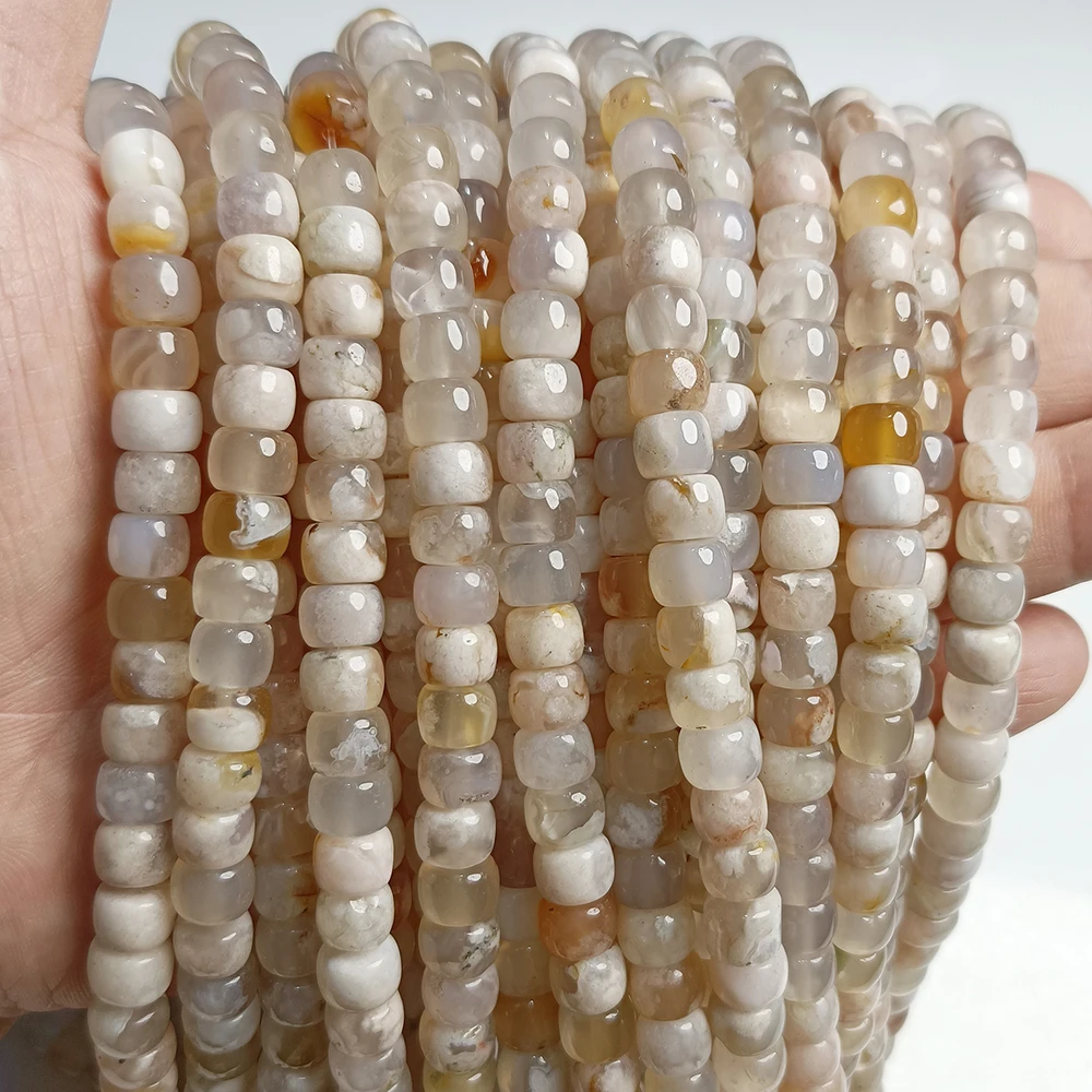 High Quality Sakura Cherry Blossom Agates Bead Natural Rondelle Shape Loose Spacer Agat Beads DIY Fine Jewelry Necklace Bracelet