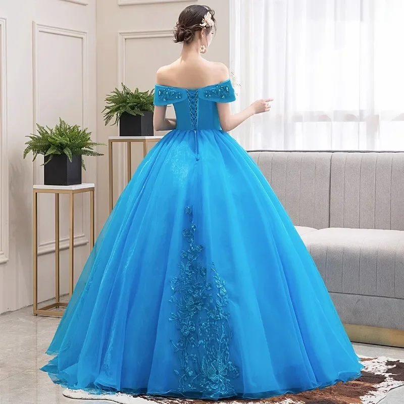 Spettacolo per studenti, abito per esami artistici, palcoscenico singolo, gonna soffice, ospite di festa annuale, abito lungo da spettacolo monospalla, donna