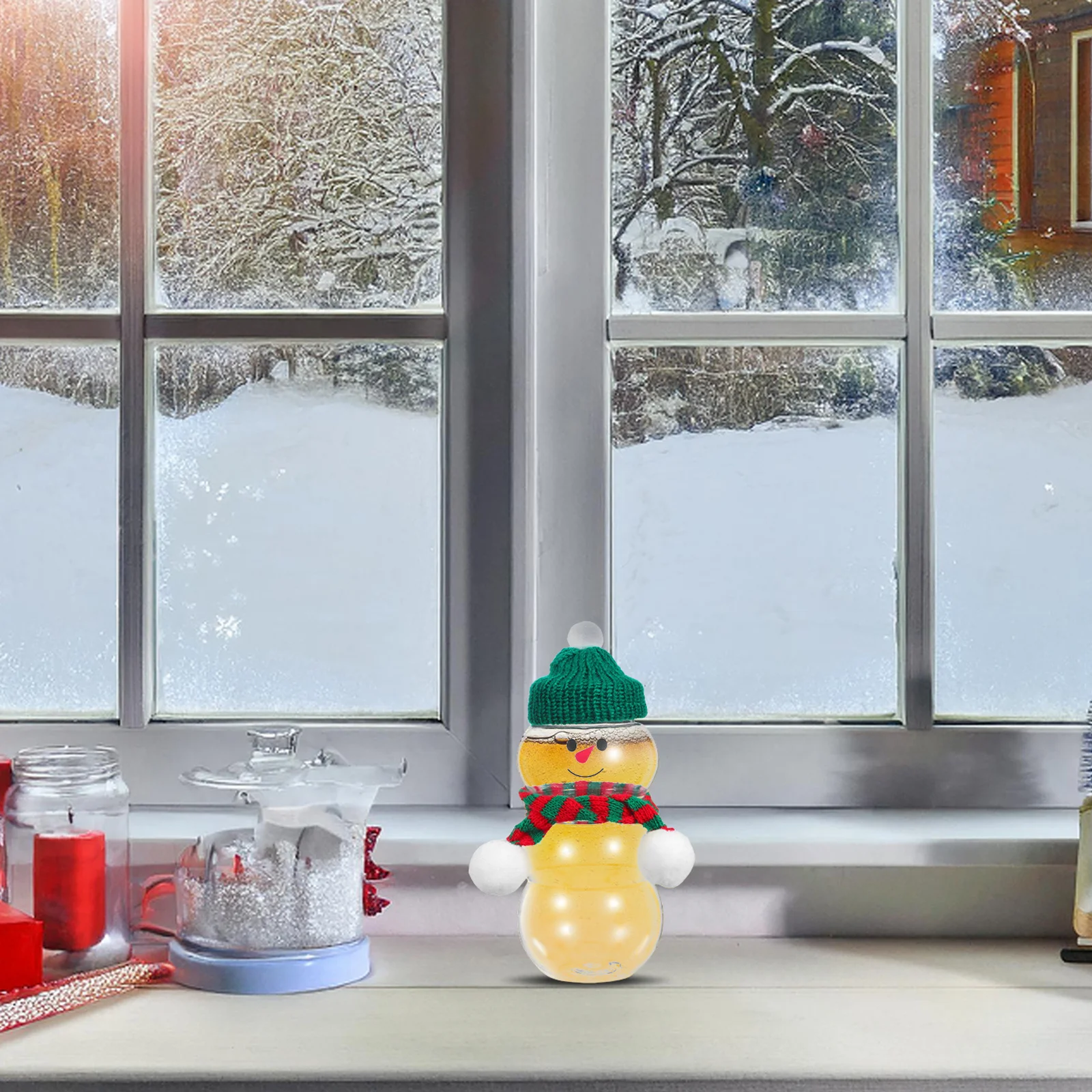 

10Pcs Christmas Snowman Bottles Reusable Plastic Juice Containers for Milk Smoothies Party Favors Candy Storage