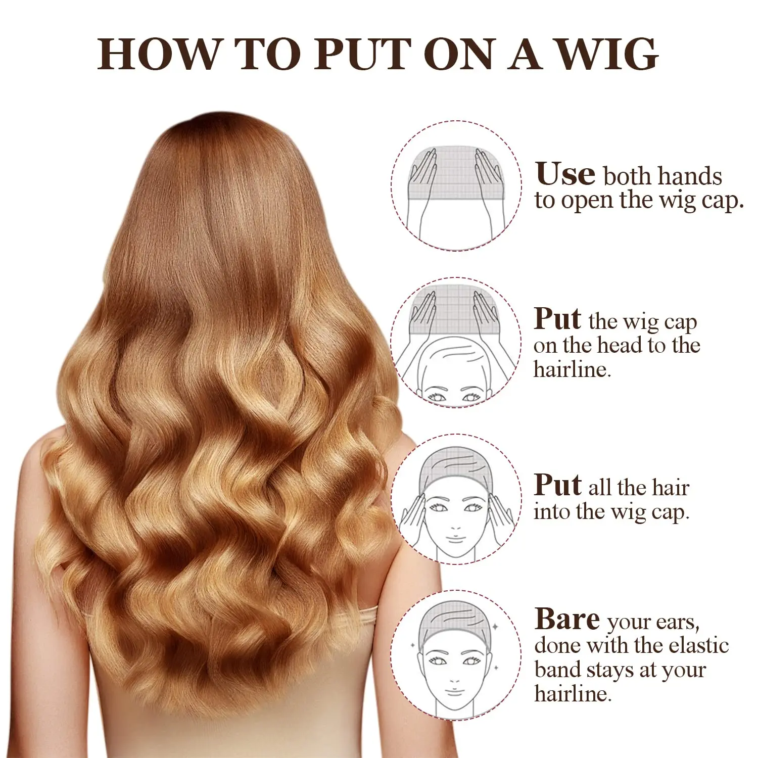 Alan eaton preto malha peruca boné net extremidade fechada malha de cabelo forro tecelagem bonés para halloween cosplay perucas usar fishnet peruca boné