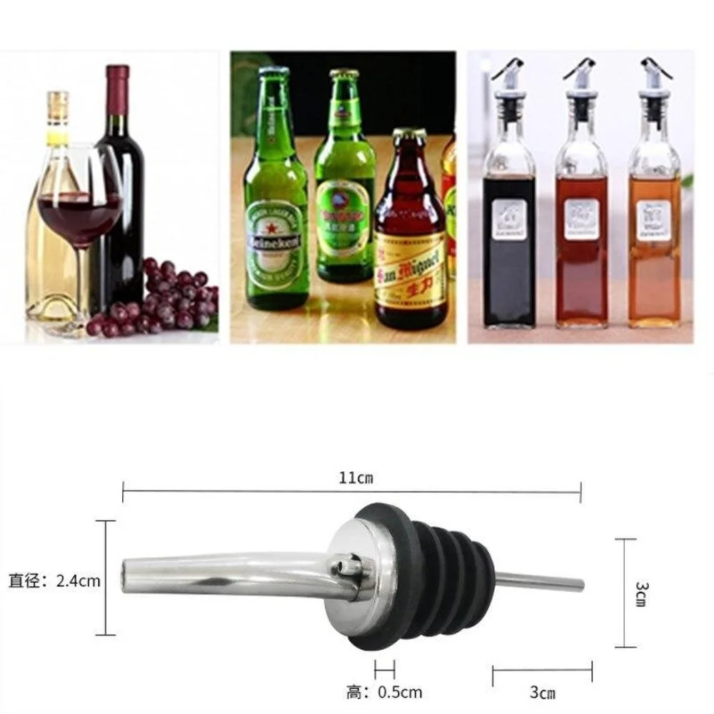 1Pcs Bottle Stopper Red Wine Pourer with Cap Champagne Oil Bottle Wood Plug Keep Wine Fresh Black Lid Pourers Bar Party Supplies