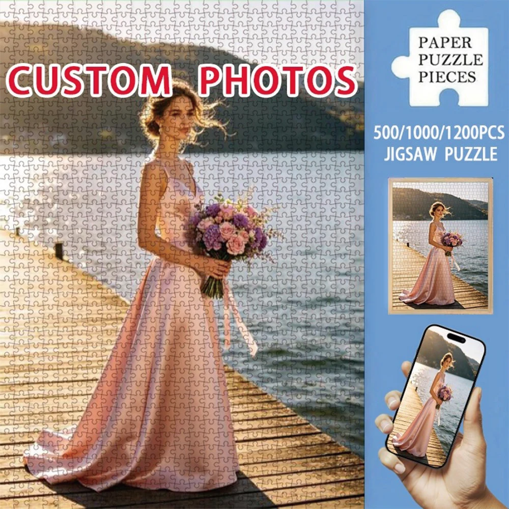 35/300/500/1046pcs Personalized Custom Photo Puzzle Selfie Photo Customize Jigsaw Puzzle For CouplesCouples Family Christmas