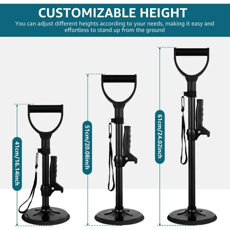 Stand Assist Adjustable Height Dual Handle Aid Non-Slip Mobility Support Stick for Elderly Seniors Standing Care Walking Helper