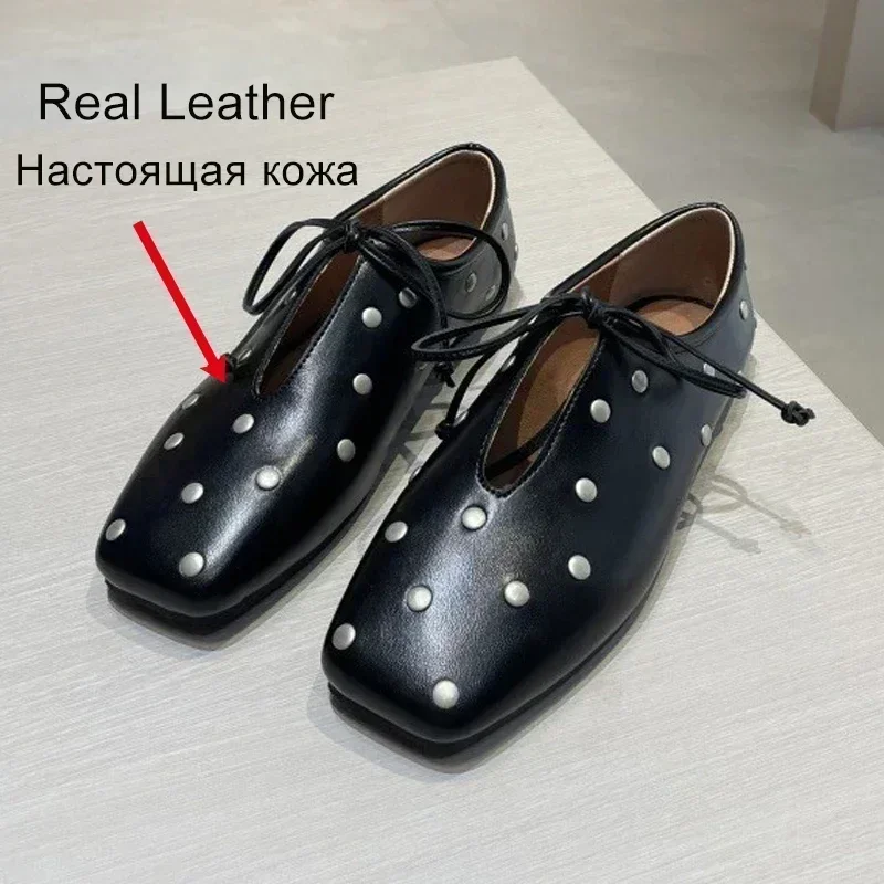 JOZHAMTA Size 34-43 Women Casual Loafers Genuine Leather Flats Shoes Thick Low Heels For Spring 2025 Slip On Office Daily Dress