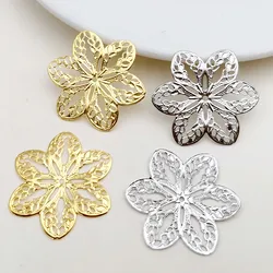 20/100pcs 33mm/45mm Gold color/White K Metal Filigree Flowers Slice Charms base Setting Jewelry DIY Hair Making Home Decoration