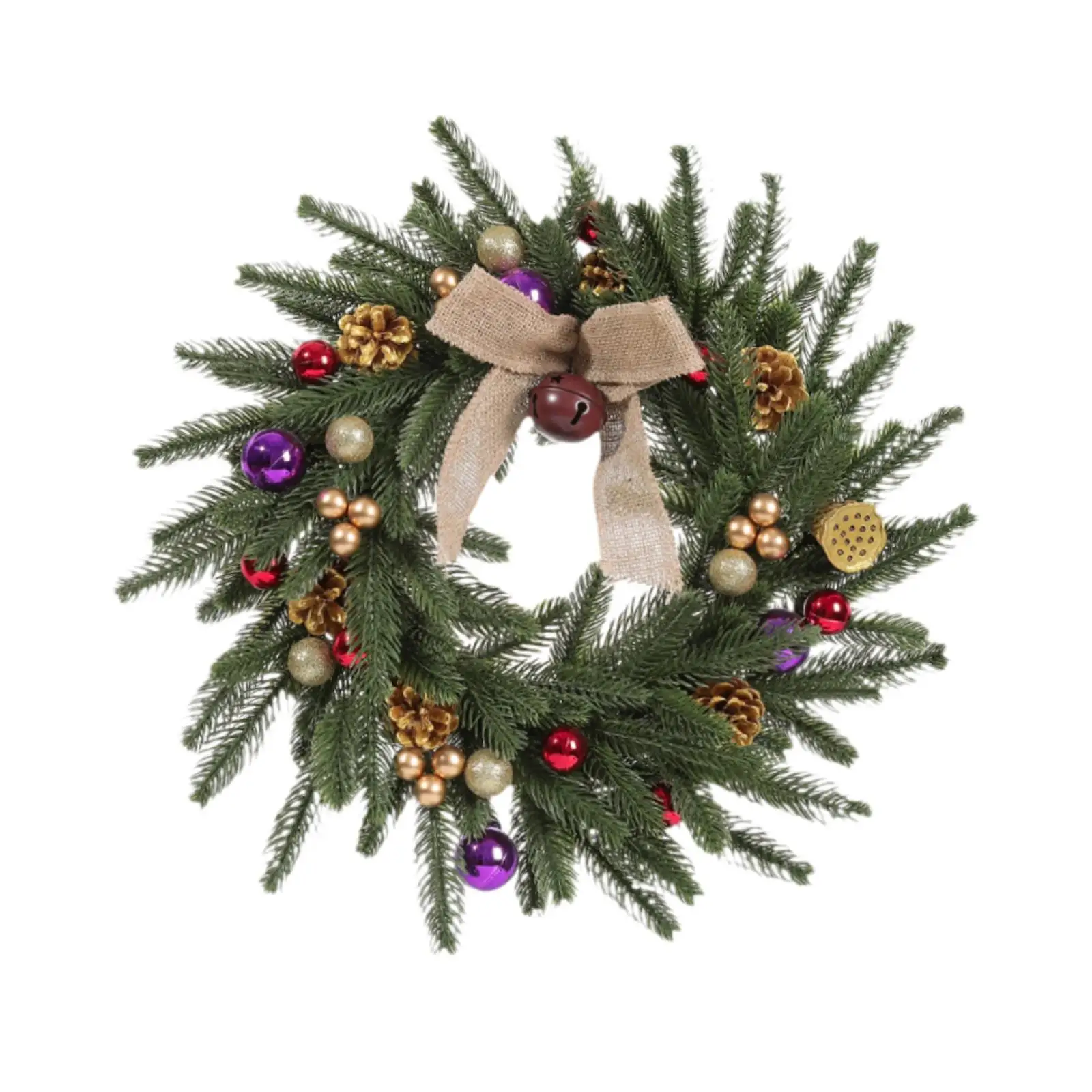 Christmas Door Wreath Bow Ornament Green Artificial Xmas Wreath for Festival Holiday Outside Christmas Tree Hanging Decorating