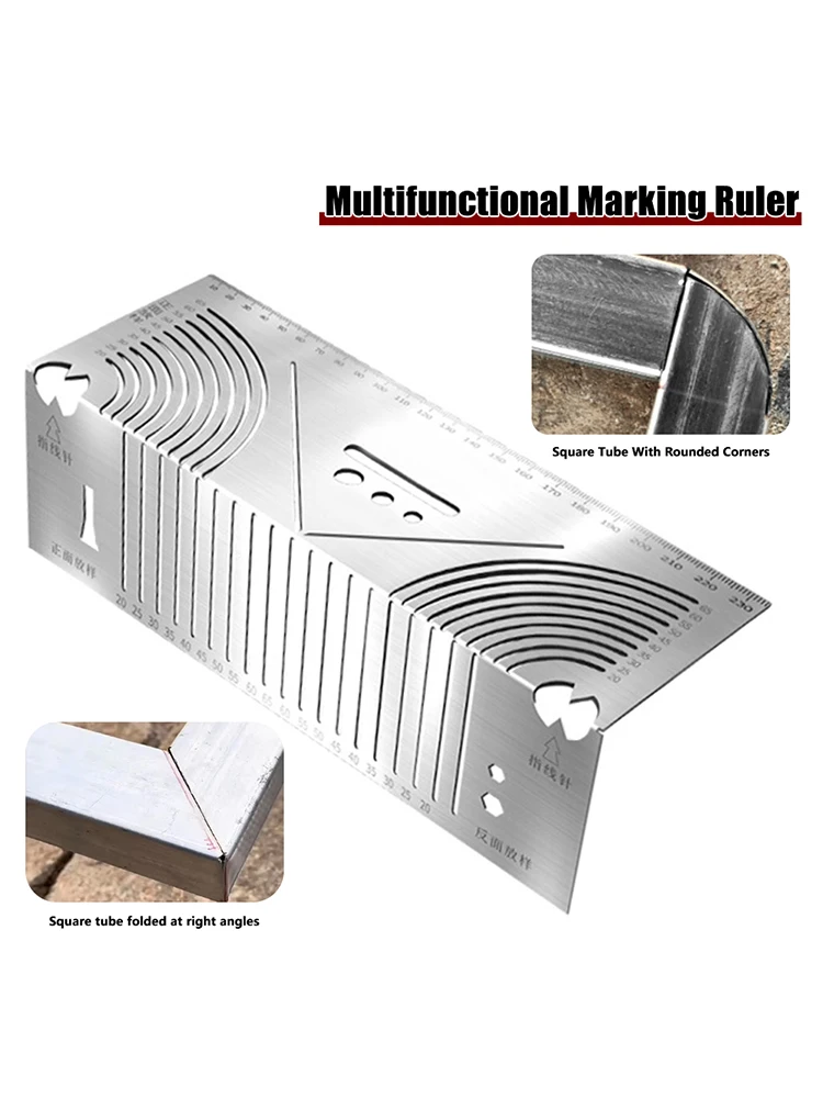 Winkel- und Lichtbogenmarkierungswerkzeug, verstellbarer linearer Bogen, Dual-Purpose-Anreißnadel, Rohrschneidemesswerkzeug für die Metallbearbeitung, Schneidführung – Detail 6