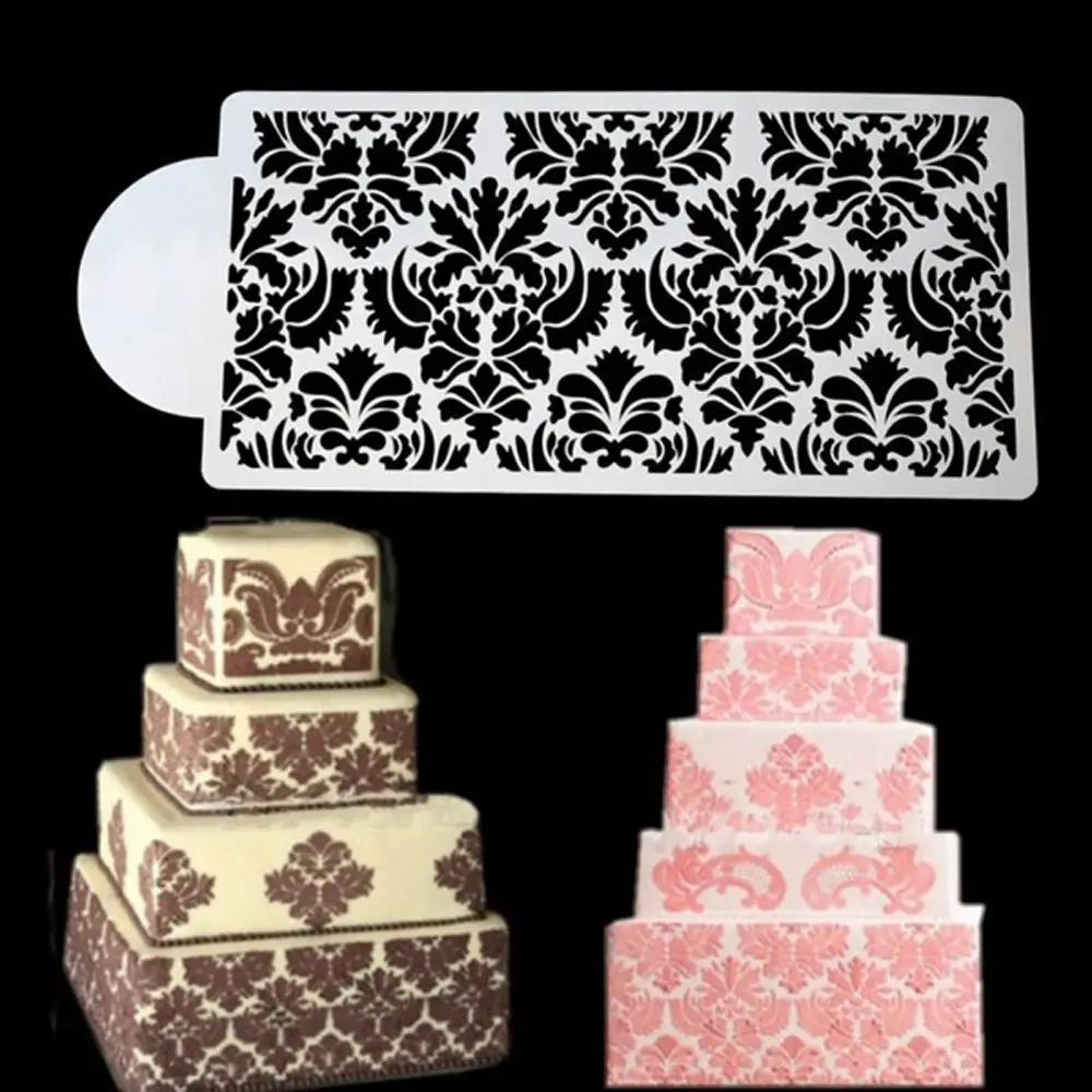 2PCS Cake Damask Lace Border Molud Sugarcraft Fondant Baking Mold Cupcake Stencil Cake Decorating Tool