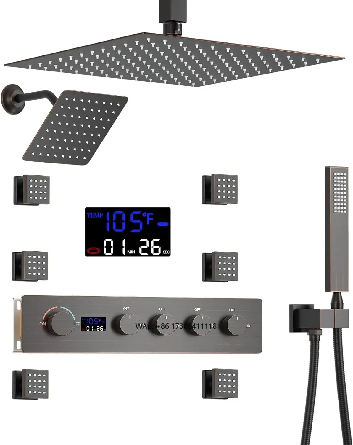 

Thermostatic Full Shower Combo Set Shower Head System with Handheld Bathroom Shower Head for Home Apartment Bathroom Use