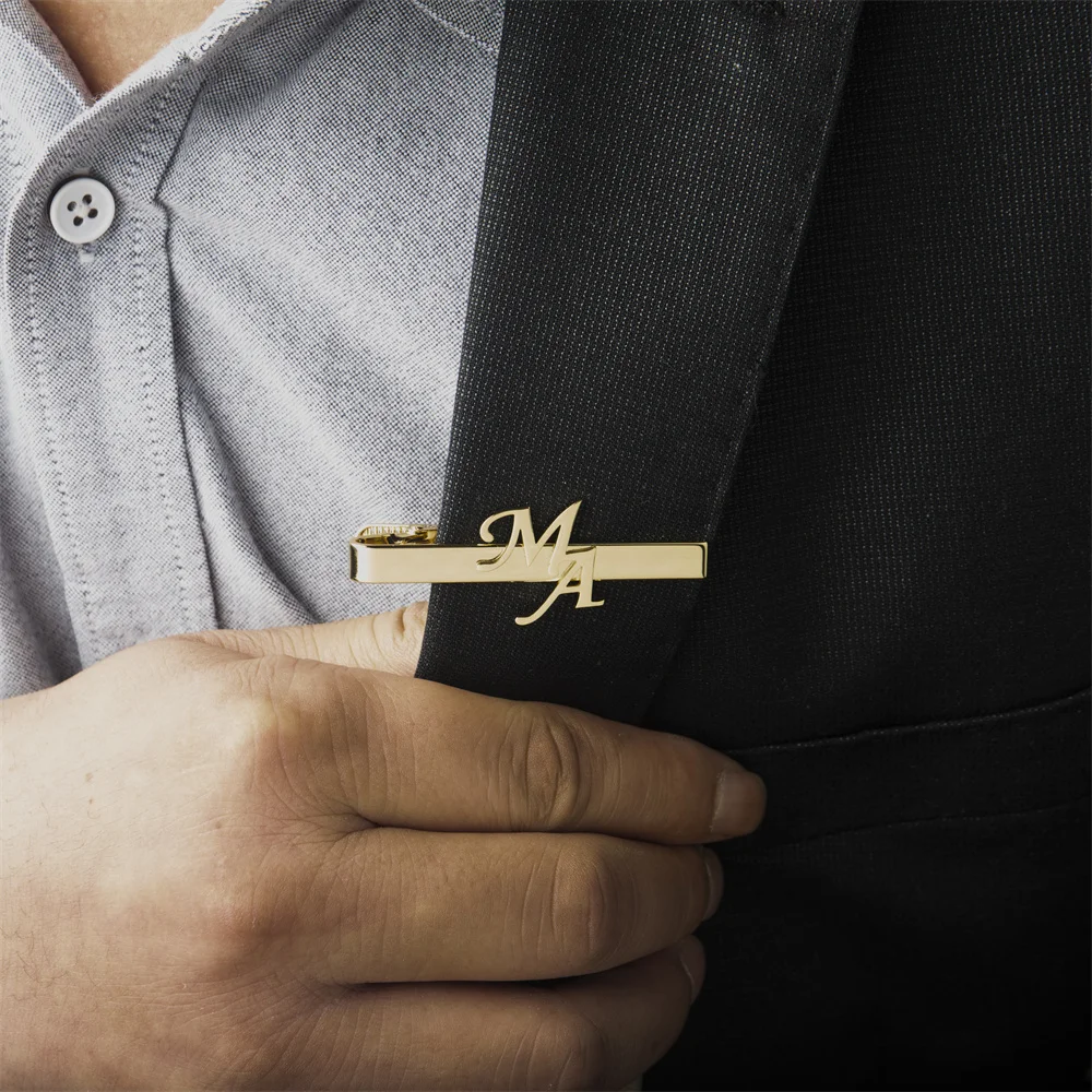 

Custom Name Initials Tie Clip for Men Wedding Necktie Tie Clasp Gentleman Ties Bar Personalize Tie Pin for Men's Accessories