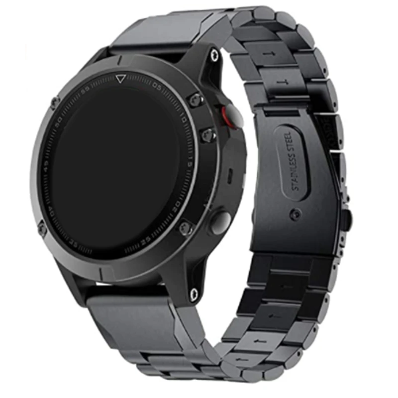 سوار ساعة من الستانلس ستيل سريع الإصدار ، سوار معصم ، أسود ، Garmin Fenix 5 6S 5X 6 Plus ، 26 ks