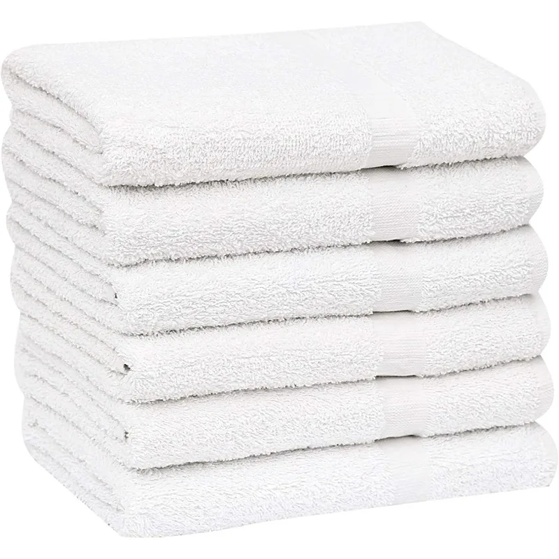 24 PCS New White 20X40 Cotton Blend Economy Bath Towels Soft & Quick Dry Salon Hair Towel-Gym Towel (2 Dozen)