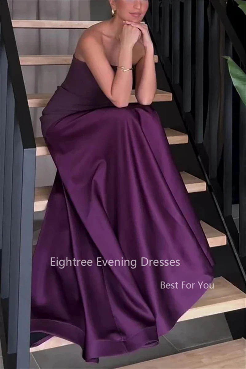 Eightree Purple Evening Dresses Arabic Women Strapless Floor Length Special Events Prom Gowns Formal Party Dress Customized