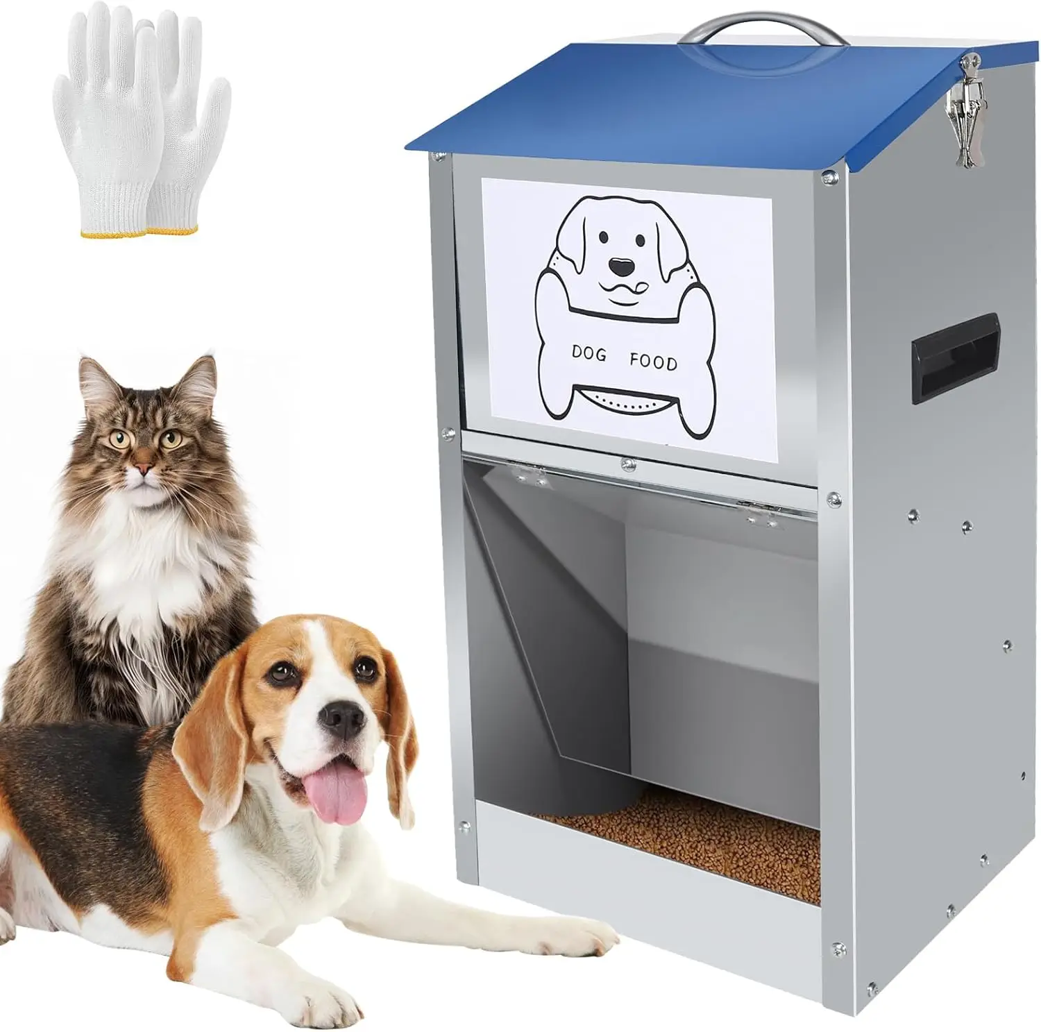 

Galvanized Automatic Dog Feeder, Gravity-Fed for Indoor/Outdoor Use, 25LBS Capacity for All Breeds
