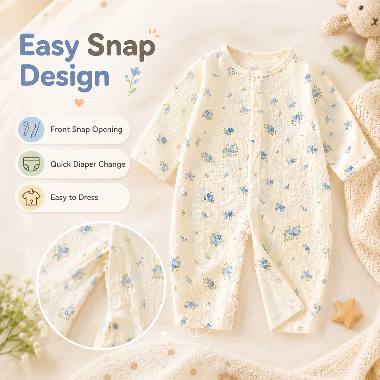 Herbst Kinder Kleidung Baby Kleidung Overall Frühling Baby Tuch klimaanlage Kleidung Neugeborenen Lange ärmeln Krabbeln Pyjamas – Detail 5