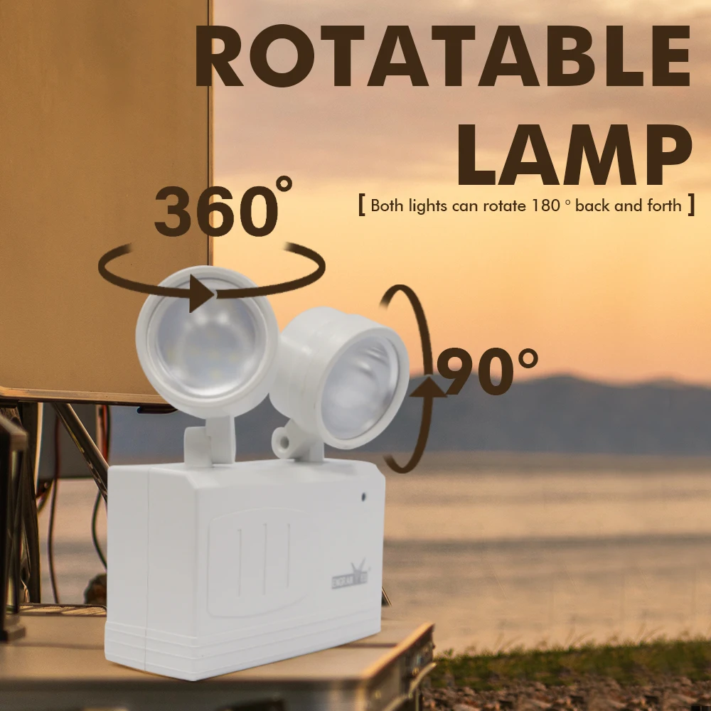 LED مزدوج الرأس ضوء الطوارئ مكافحة الحرائق ضوء الحائط أضواء الإخلاء في حالات الطوارئ المحمولة مصباح التخييم القابلة لإعادة الشحن