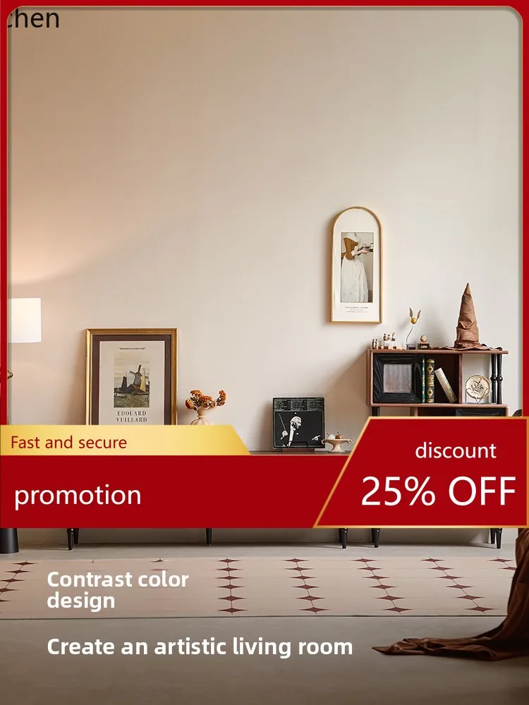 

ZML TV cabinet retro black walnut solid wood medium and ancient style living room combination