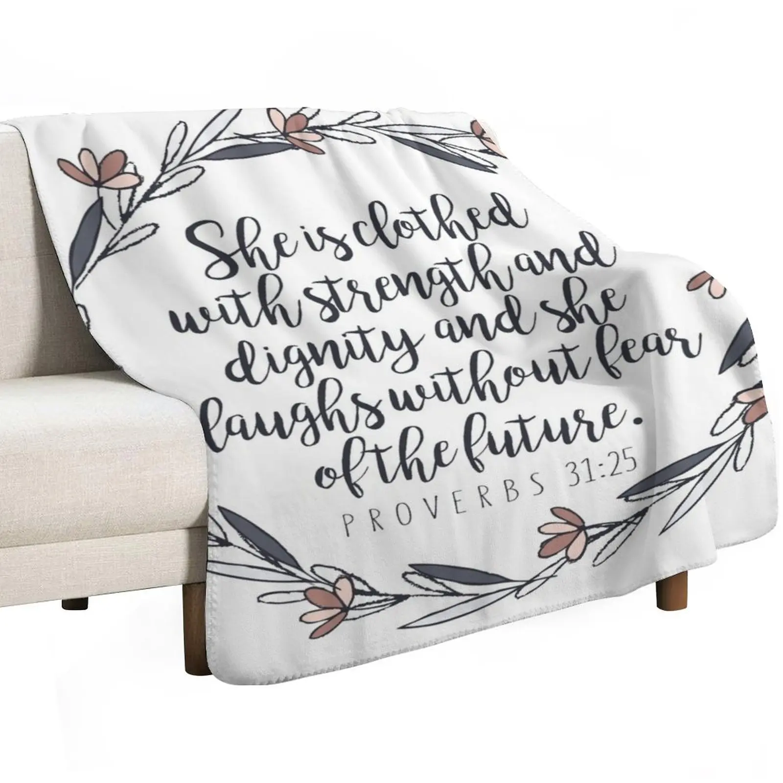 

Bible Verse - Proverbs 31:25 Throw Blanket Vintage Winter beds Cute Plaid Giant Sofa Blankets