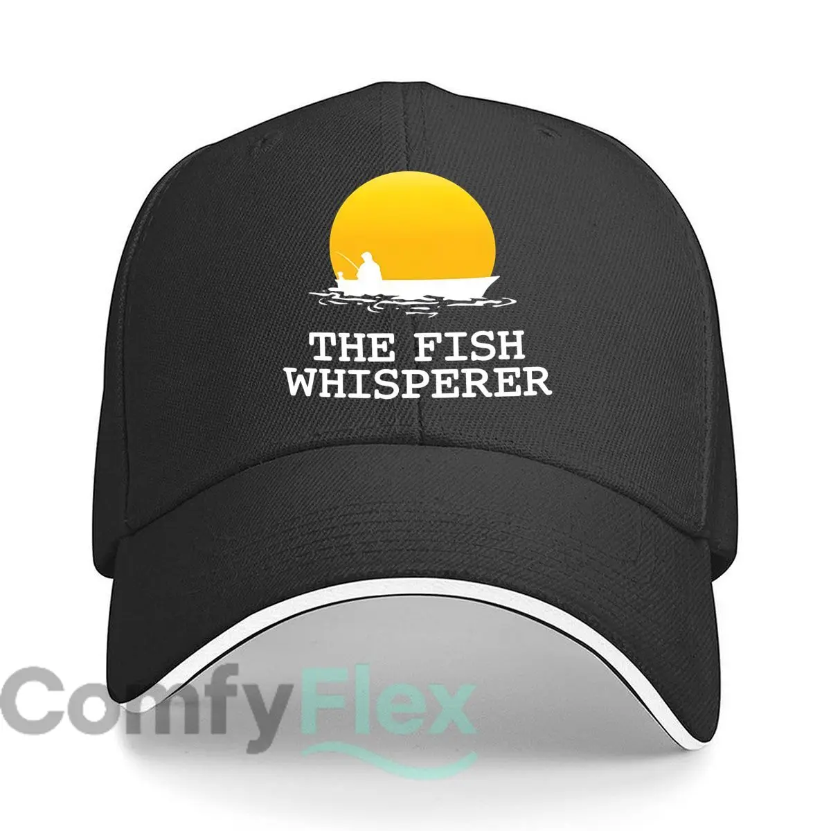 “The Fish Whisperer” Sunset Fisherman Silhouette Design Hip Hop hat Fashion Outdoor Sports Sandwich Baseball Cap