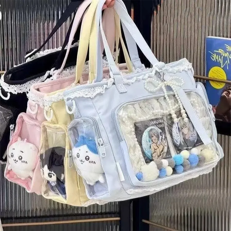 Image of Japanischer Preppy-Stil Messenger Bag mit süßer Schleife, Anime Schulter-Umhängetasche für süße JK-Mädchen, Tragetasche