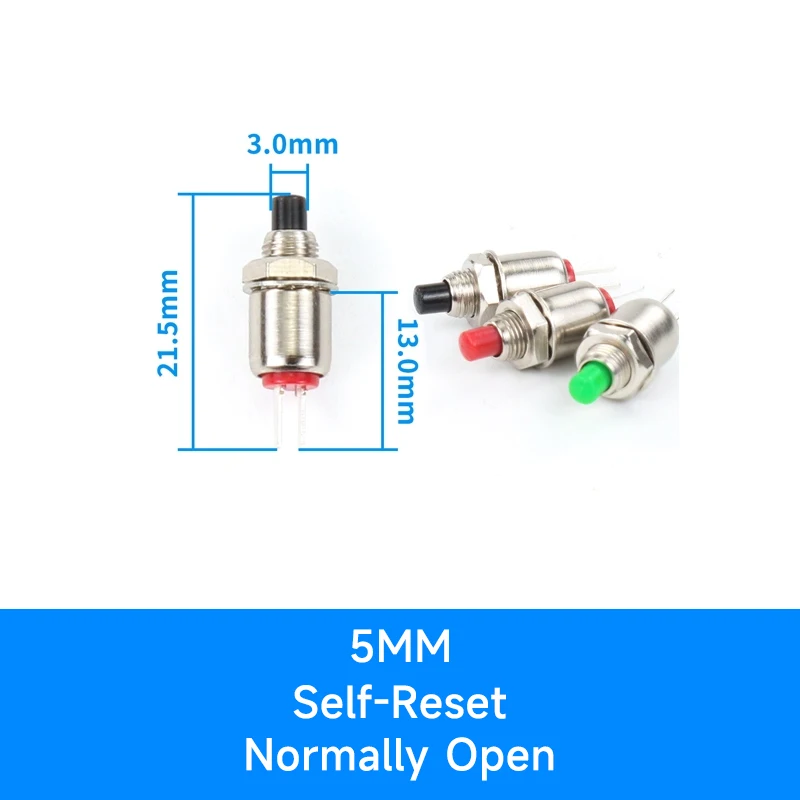 5mm 7mm 10mm PBS-110 PB05A small circular metal button switch with self resetting self-locking point action power switch