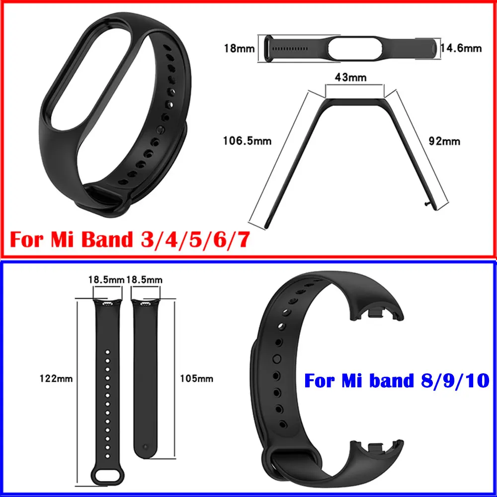Strap For Xiaomi Mi Band 10/9/8/7/6/5/4/3 Silicone Smartwatch Wristband Bracelet Mi Band Replacement Multi-color TPU soft Straps