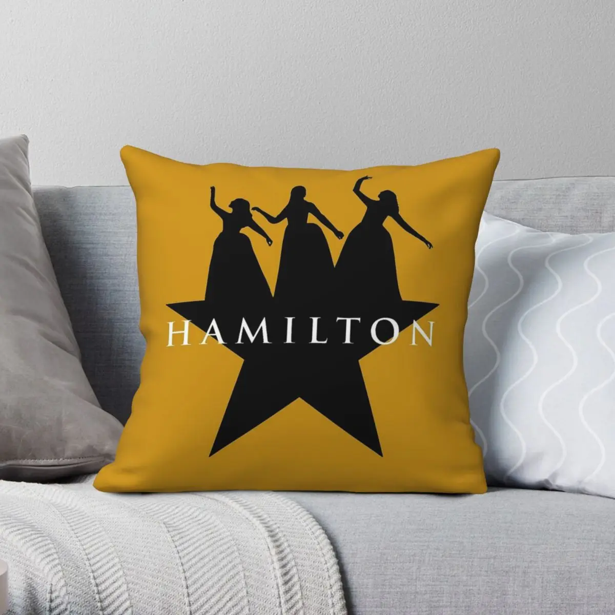 Hamilton Schuyler Sister Square Pillowcase Polyester Linen Velvet Pattern Throw Pillow Case Car Cushion Cover Wholesale 45x45