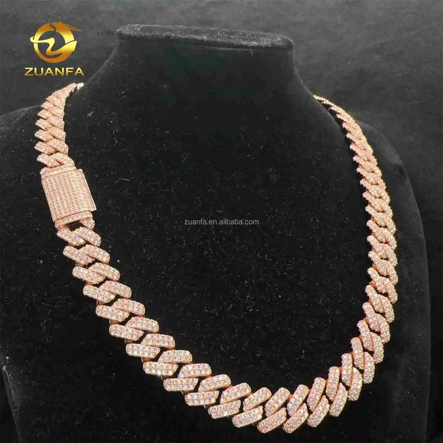 14mm Custom 2Rows Stone Fire Jewelry Stylish GRA Certificate 925 Solid Silver Iced Out Hip Hop FL Moissanite Cuban Link Chain..