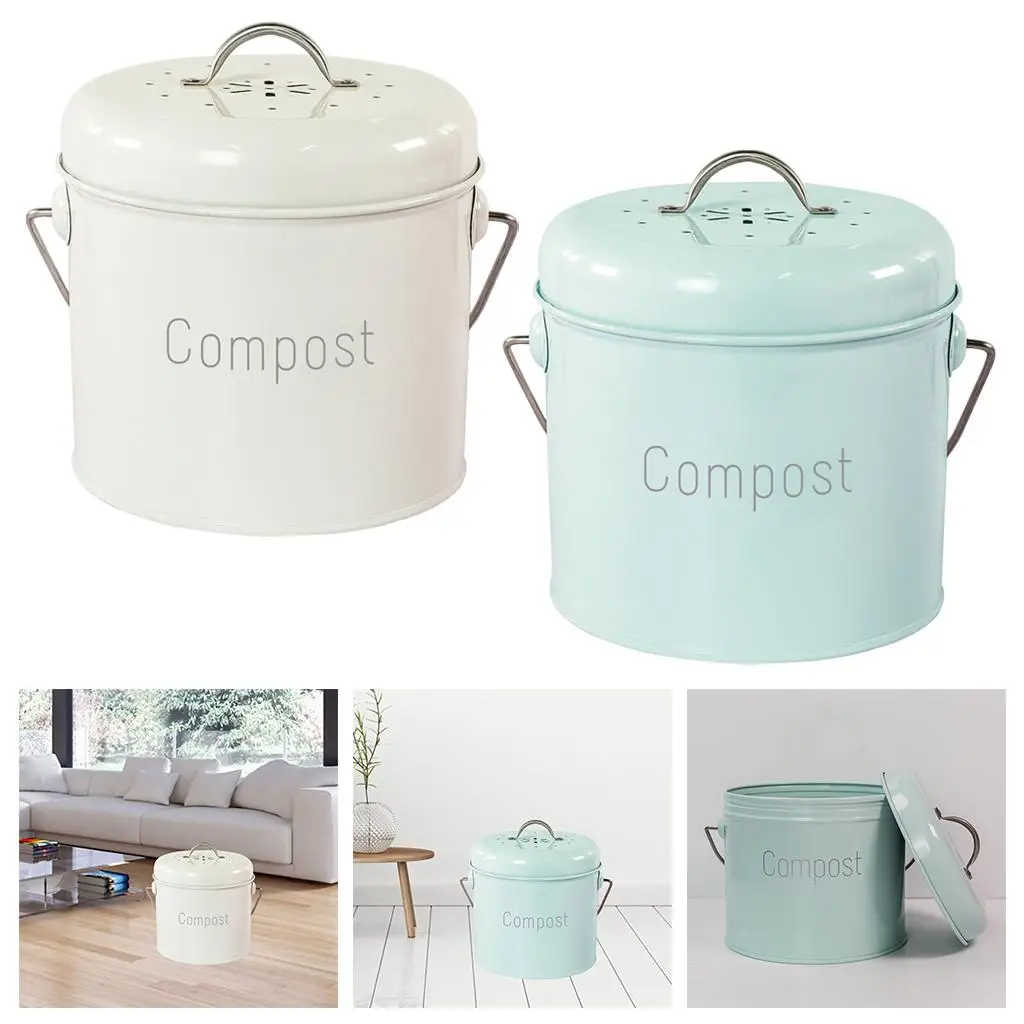 3L Kitchen Compost Bin Compost Bucket Farmhouse Compost Caddy Bin with Lid for Food Waste Rust Proof