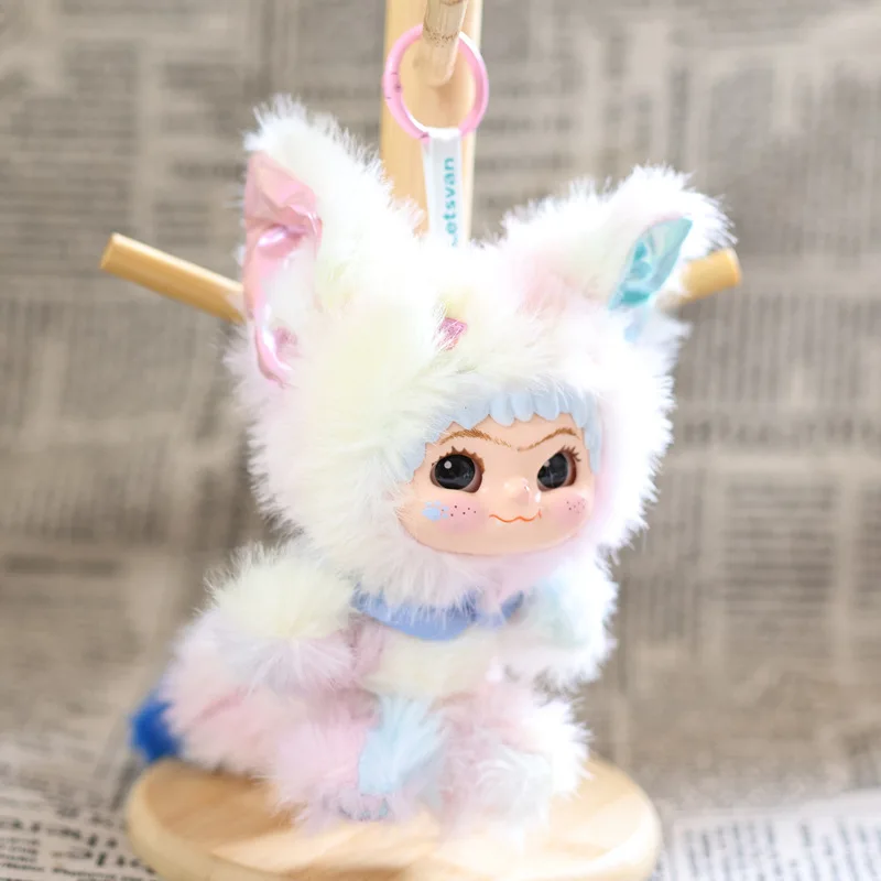 Entzückender Schlüsselanhänger aus Kuku-Emaille und Plüsch mit abnehmbarer Kette – Taschenzubehör mit Wakuku-Motiv und Puppenfigur zum Sammeln