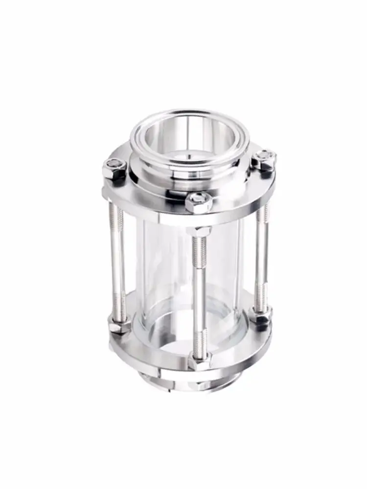 Abrazadera de 4 "(Φ102mm) OD119mm, tubo de vidrio, mirilla de flujo, dioptrías de vidrio para destilación, mirilla de tubería SS304 sanitaria