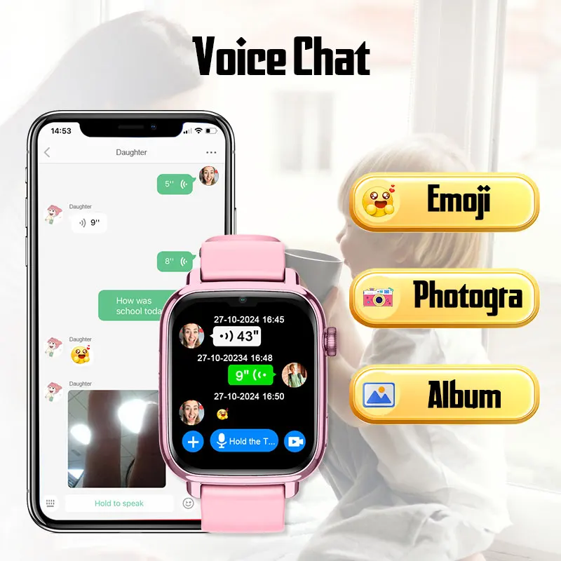 Getfitsoo 4G Smart Watch für Kinder mit GPS WiFi Kamera Video Chat Videoanruf Kt34 Klassenmodus WhatsApp Tiktok Kid SmartWatch