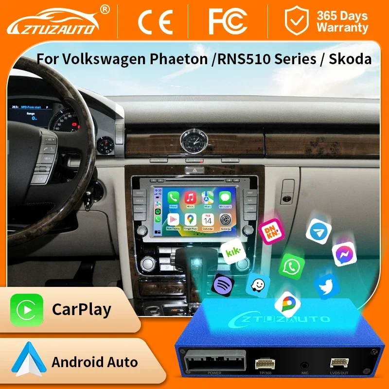 Wireless Apple CarPlay For Volkswagen RNS510 Series / Phaeton/Skoda Android Auto Mirror Link AirPlay Support Front/Rear Cameras