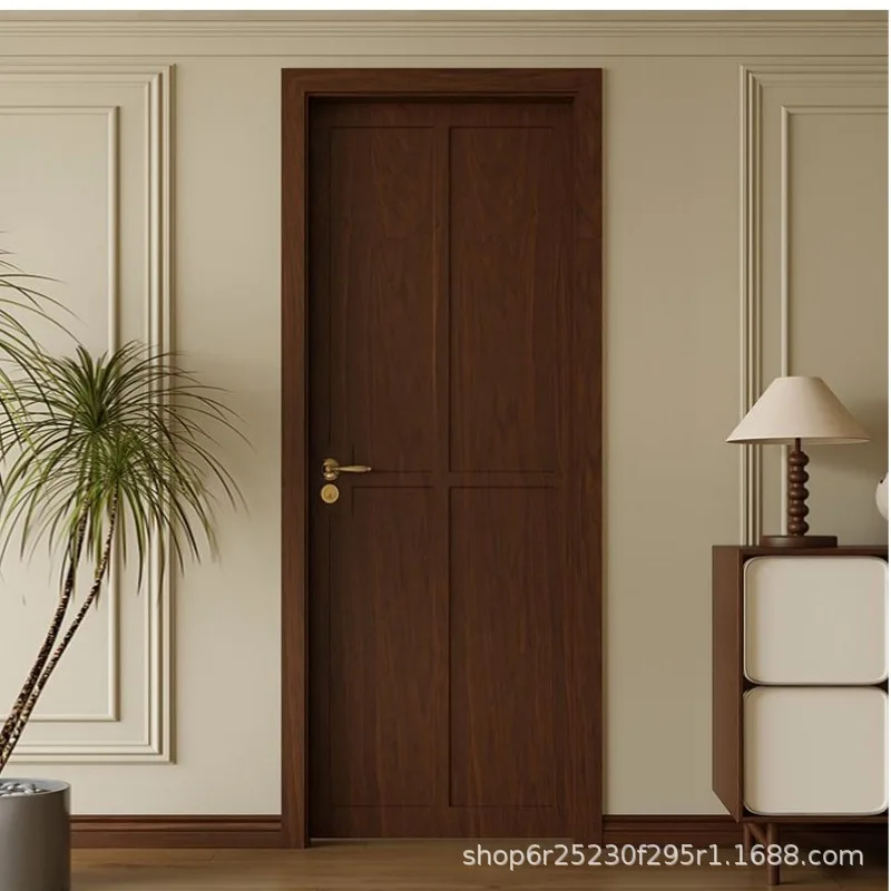 

Mofan Французский ретро средневековый стиль спальня твердая древесина дверь интерьерная краска орех стекло качели доо