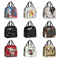 Basquiats Graffiti Art Thermal Insulated Lunch Bag Women Resuable Lunch Container for Outdoor Camping Travel Storage Food Box