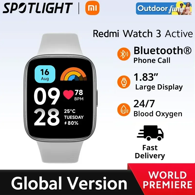 Fast Delivery【Xiaomi Redmi Watch 3 Active】Global Version Smartwatch Blood Oxygen Monitor 1.83'' LCD Screen 12 Days Battery Life