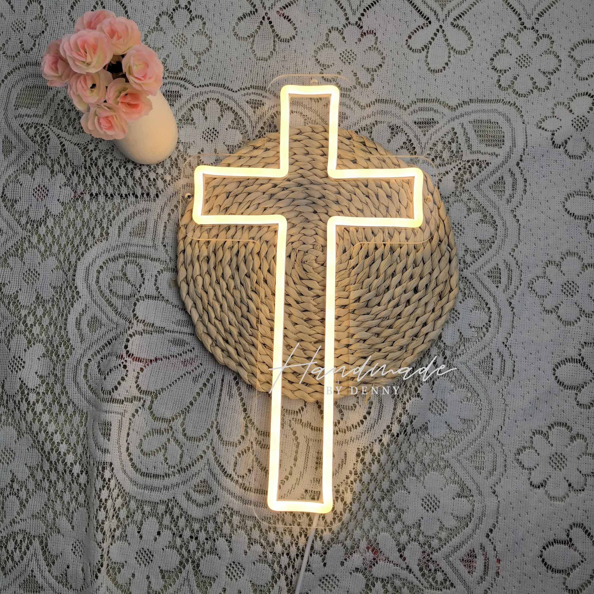 Jesus Cross Neon Signs,Cross Neon Sign Wall Lights Art Lamp Hanging for Home Room Bedroom Christian Wedding Party Wall Decor view 4