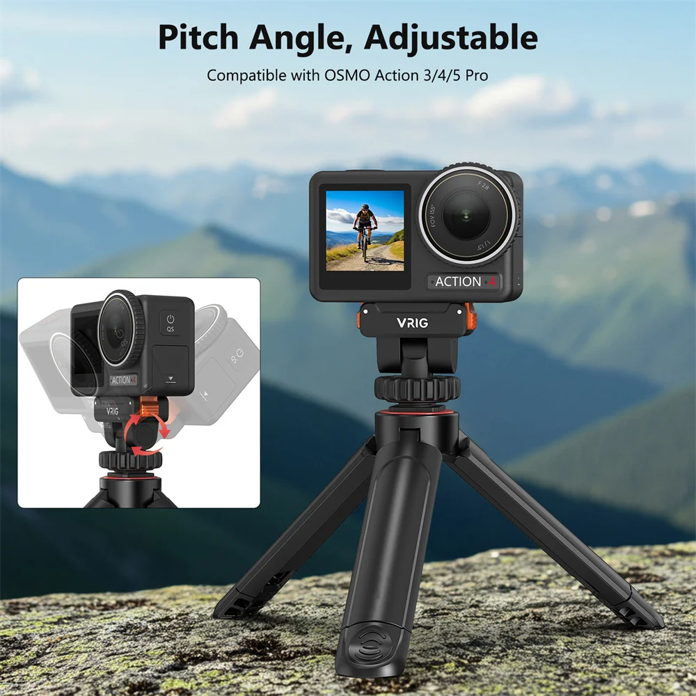 Адаптер VRIG для крепления на холодный башмак для DJI OSMO Action 5 Pro/4/3 Магнитный быстросъемный адаптер с портом 1/4 дюйма для штатива для камеры