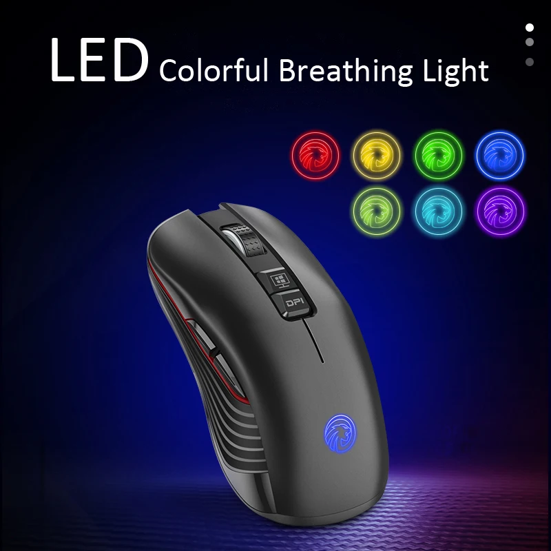 FMOUSE M601 Wireless Mouse Type-C Dual Mode Bluetooth 2.4G Rechargeable RGB Mouse with USB Receiver 3 Level DPI Gaming Mouse