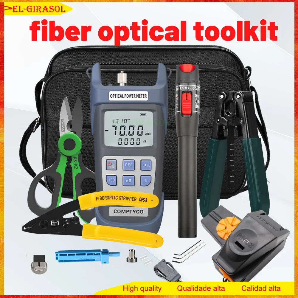 100% Original optical product Fiber optic tool kit with power meter visual fault locator cleaver stripper  FTTH kit fibra optica