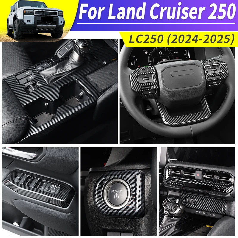 

For Toyota Land Cruiser Prado 250 LC250 2024 2025 Center Console Cover Carbon Fiber Pattern Interior Trim Accessories Custom Fit