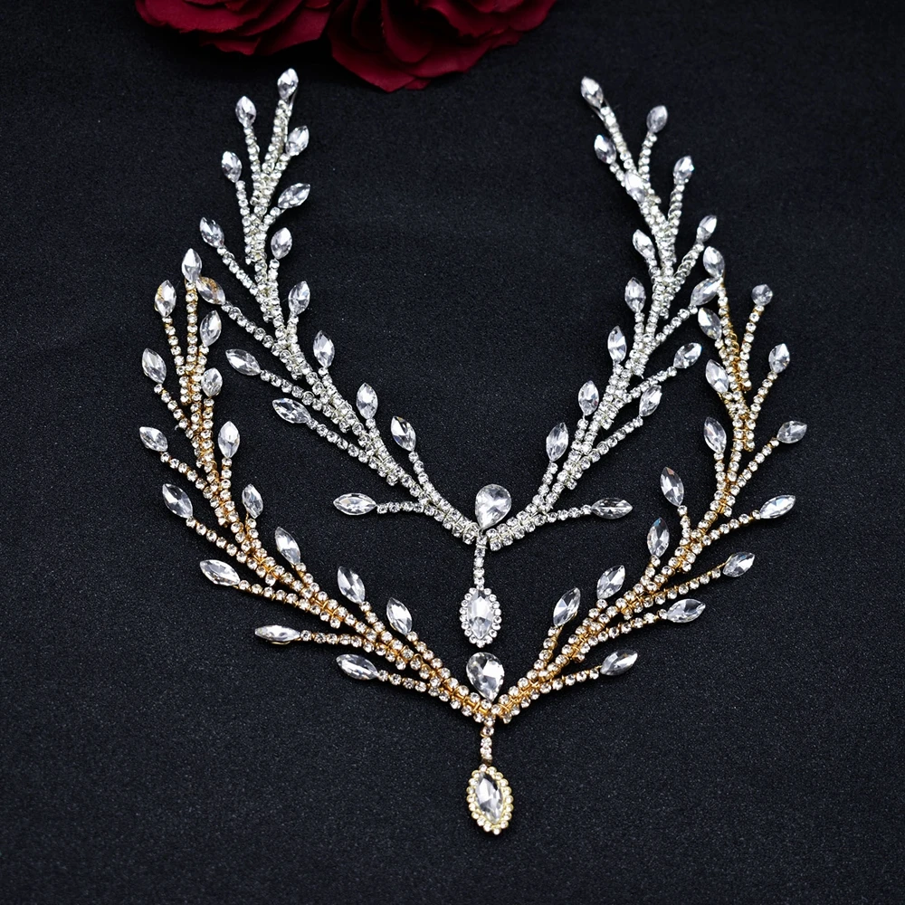 

DZ032 Luxury Bridal Forehead Chain Jewelry Luxury Headdress Bohemian Rhinestone Women Headband Indian Crystal Wedding Headpiece