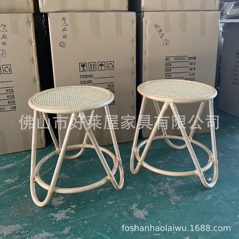 Rattan Small Round Coffee Table Japanese Style Side Table with Storage B&B Long Table Ins Aesthetic Living Room Furniture