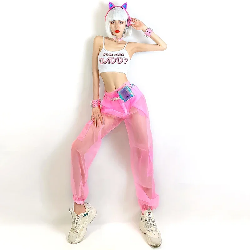 ملابس ممارسة رقص الهيب هوب للنساء ، زي راقصة دي جي ، بنطلون شبكي ، زي الهذيان ، ملابس رقص جاز للإناث ، سترة بار ، YS2209