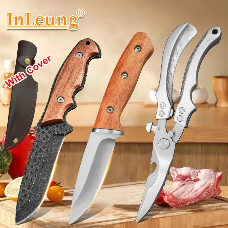 Handgeschmiedetes Küchenmesser, Ausbeinmesser, Metzgermesser, geeignet zum Schneiden von Fleisch, Gemüse, Grillmesser, Kochmesser