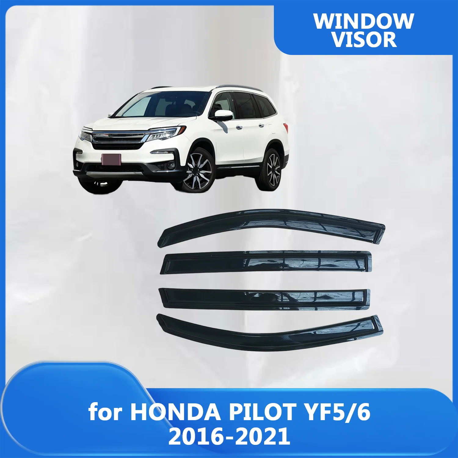 

FOR HONDA PILOT YF5/6 2016-2019 2020 2021 Side Window Visor Rain Guard Side Vent Deflector Weathershield Outside-Mount Tape On