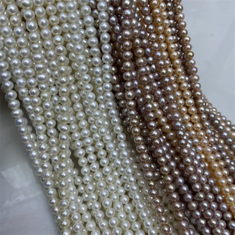 

Natural Pearl4-5MMNon-Nuclear Nearly round Pearl Fresh Water Loose Pearl Necklace Semi-Finished ProductsdiyOrnament Accessories