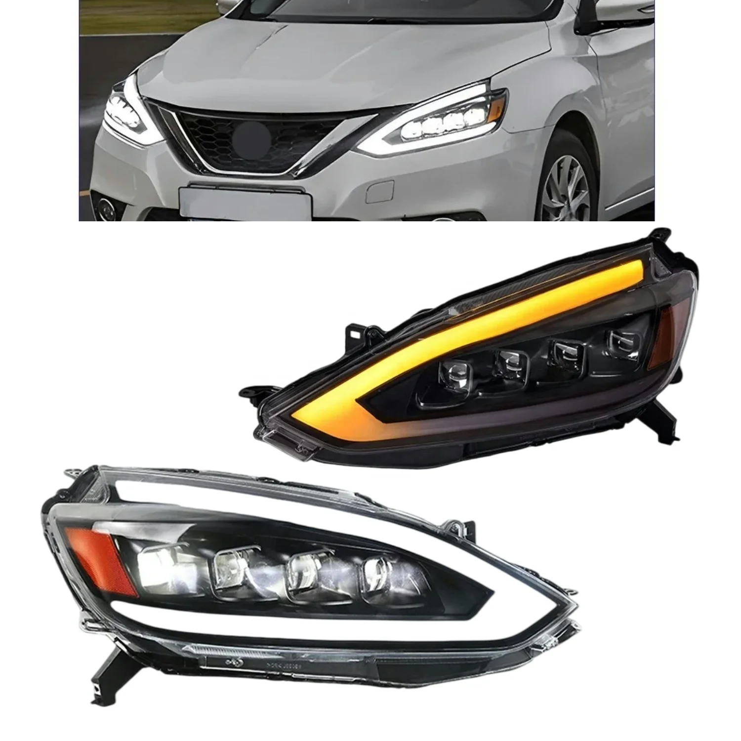 Car Front Lamps Sylphy Sentra 13th 2016-2019 Auto Headlights Assembly Upgrade LED 4 Projector Lens Tool Accessories for Nissan