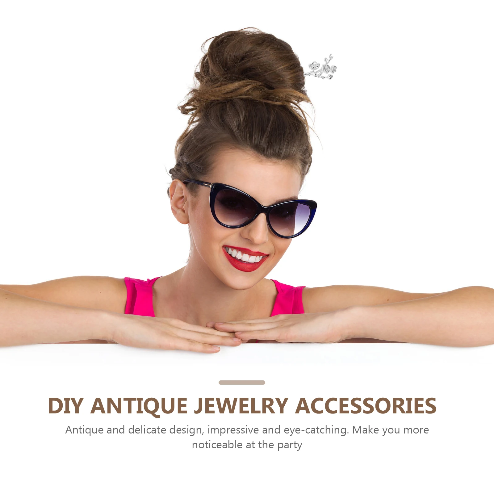 

1pc DIY Hairpin Decorative Copper Bud Chignon Retro Headdress Girls Accessories for Wedding Party Hair Styling Tool